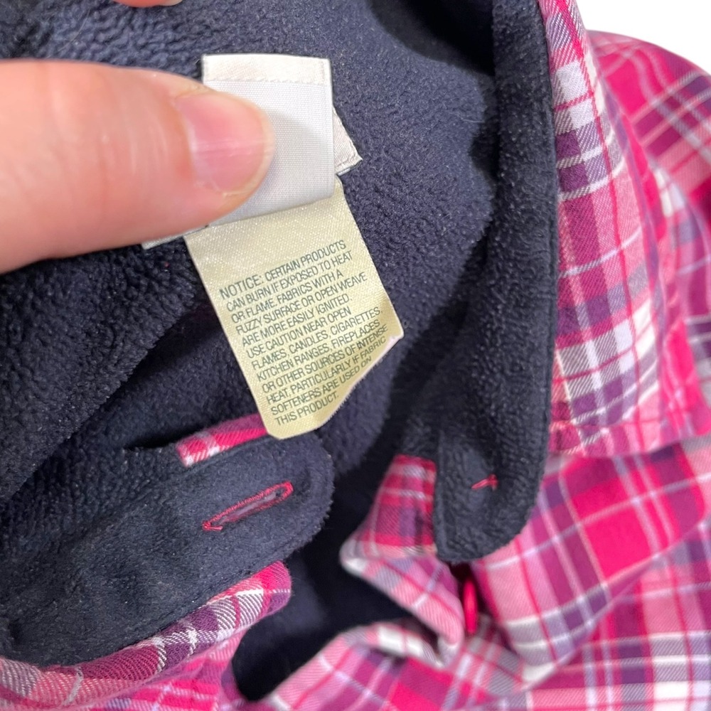 LL Bean L Pink Plaid Fleece Lined Flannel Shirt Jacket Gorpcore Cabin Outdoor - Picture 9 of 9